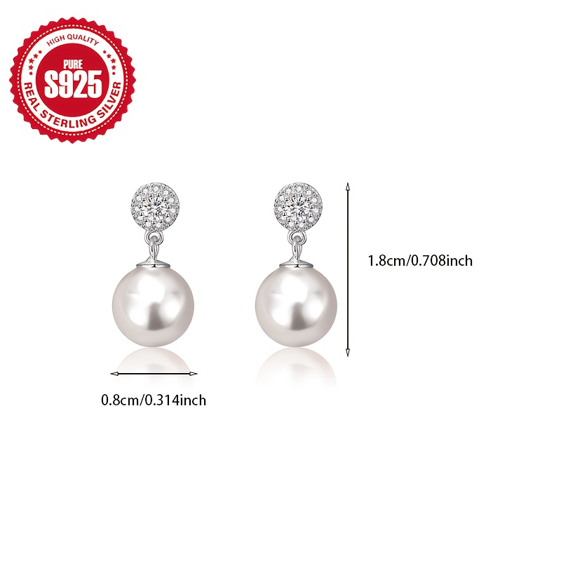 925 Sterling Silver Sparkling Stud Earrings with Zirconia Accents